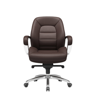 Modern Minimalist PU Leather Aluminum Alloy Sponge Curved Height Adjustable Swivel Desk Chair Backrest Armrest For Home Office