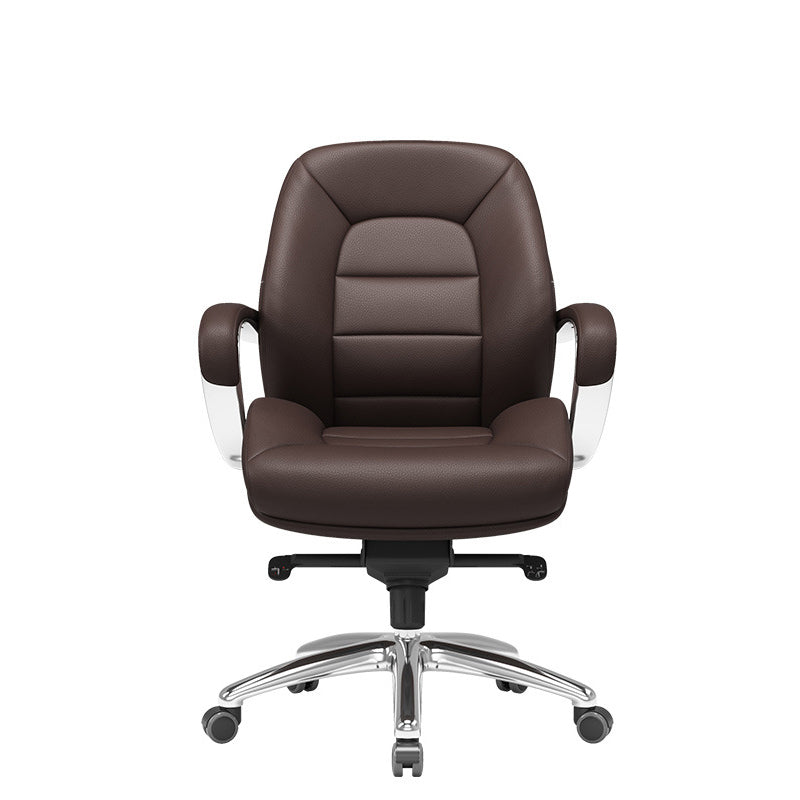 Modern Minimalist PU Leather Aluminum Alloy Sponge Curved Height Adjustable Swivel Desk Chair Backrest Armrest For Home Office