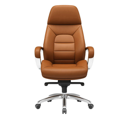 Modern Minimalist PU Leather Aluminum Alloy Sponge Curved Height Adjustable Swivel Desk Chair Backrest Armrest For Home Office