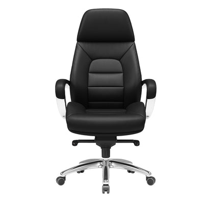 Modern Minimalist PU Leather Aluminum Alloy Sponge Curved Height Adjustable Swivel Desk Chair Backrest Armrest For Home Office