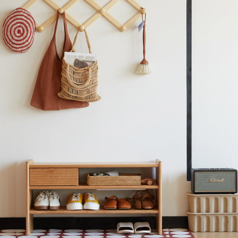 Modern Minimalist Rectangular Linen Cotton Cherry Wood Sponge Versatile Bench Backless Armless For Entryway