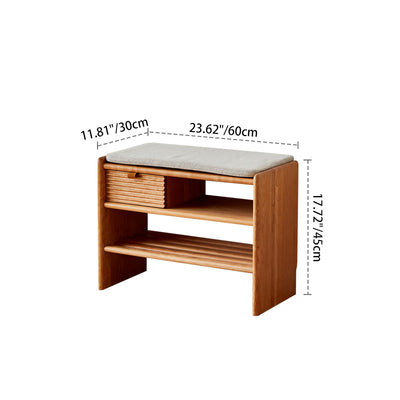 Modern Minimalist Rectangular Linen Cotton Cherry Wood Sponge Versatile Bench Backless Armless For Entryway