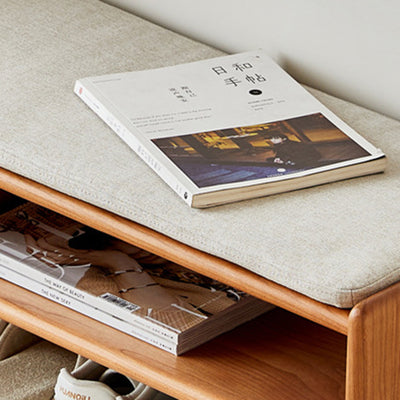 Modern Minimalist Rectangular Linen Cotton Cherry Wood Sponge Versatile Bench Backless Armless For Entryway