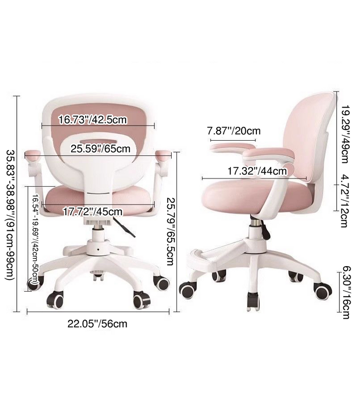 Moderner minimalistischer Kinderstoff Nylon Kunststoff Edelstahl Mittelrücken Höhenverstellbarer Schreibtischstuhl Rückenlehne Armlehne Fußstütze für Heim und Büro 