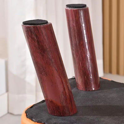 Contemporary Creative Petal Shape Oil-Waxed Leather Solid Wood Sponge Low Stool Backless Armless For Living Room