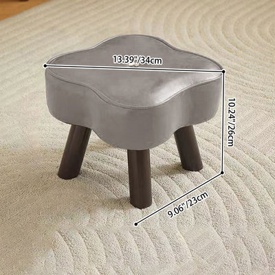 Contemporary Creative Petal Shape Oil-Waxed Leather Solid Wood Sponge Low Stool Backless Armless For Living Room