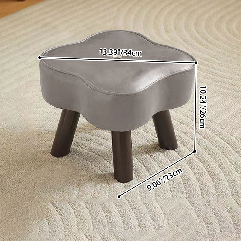 Contemporary Creative Petal Shape Oil-Waxed Leather Solid Wood Sponge Low Stool Backless Armless For Living Room