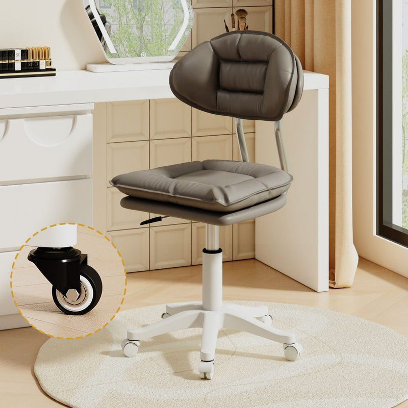 Modern Minimalist Curved PU Leather MDF Carbon Steel Frame Sponge Vanity Stool Height Adjustable Backrest Armless For Bedroom