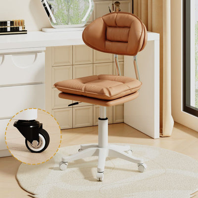 Modern Minimalist Curved PU Leather MDF Carbon Steel Frame Sponge Vanity Stool Height Adjustable Backrest Armless For Bedroom