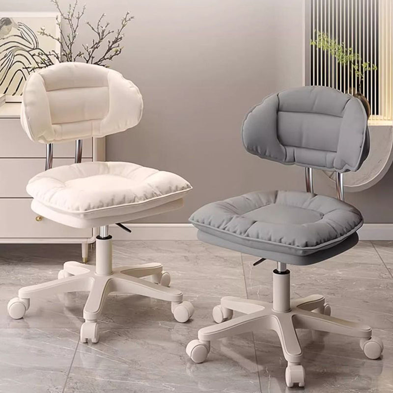 Modern Minimalist Curved PU Leather MDF Carbon Steel Frame Sponge Vanity Stool Height Adjustable Backrest Armless For Bedroom