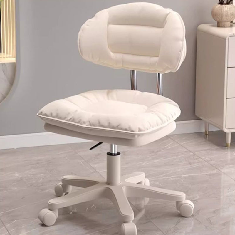 Modern Minimalist Curved PU Leather MDF Carbon Steel Frame Sponge Vanity Stool Height Adjustable Backrest Armless For Bedroom