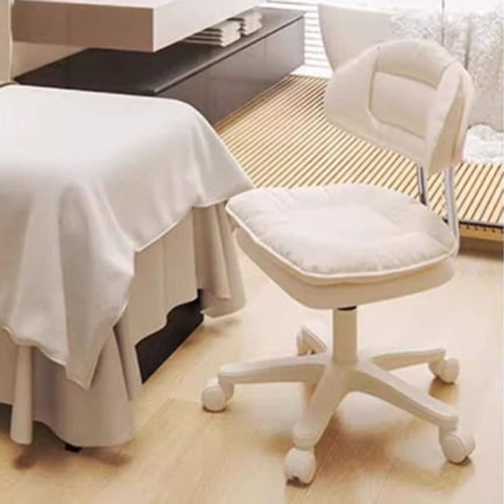 Moderner minimalistischer Hocker aus gebogenem PU-Leder, MDF, Kohlenstoffstahlrahmen, Schwamm, höhenverstellbare Rückenlehne, ohne Armlehnen, für das Schlafzimmer 