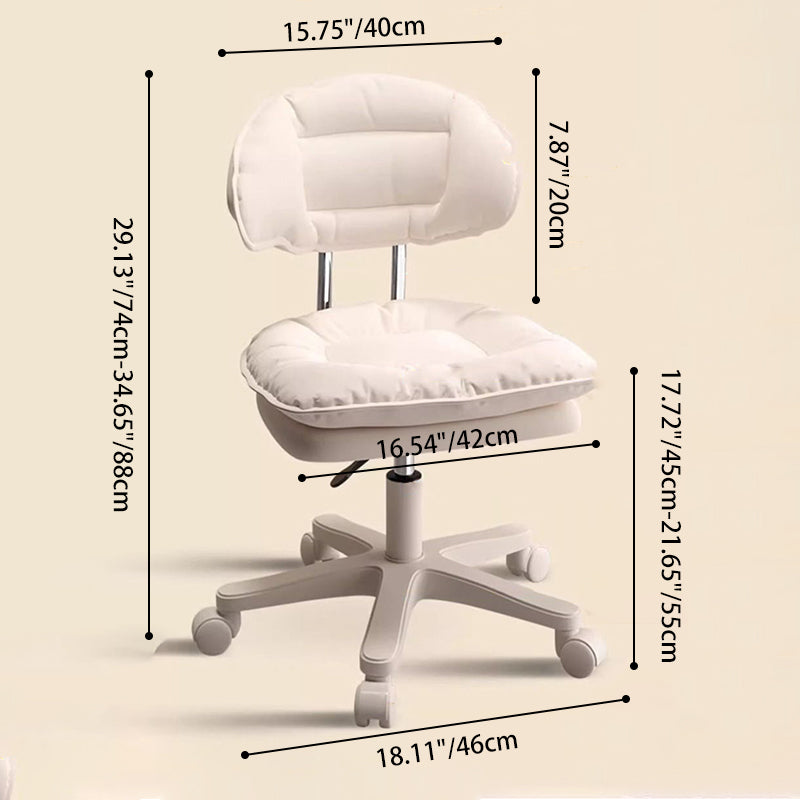 Modern Minimalist Curved PU Leather MDF Carbon Steel Frame Sponge Vanity Stool Height Adjustable Backrest Armless For Bedroom