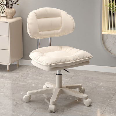 Modern Minimalist Curved PU Leather MDF Carbon Steel Frame Sponge Vanity Stool Height Adjustable Backrest Armless For Bedroom