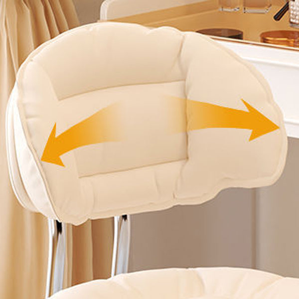 Modern Minimalist Curved PU Leather MDF Carbon Steel Frame Sponge Vanity Stool Height Adjustable Backrest Armless For Bedroom