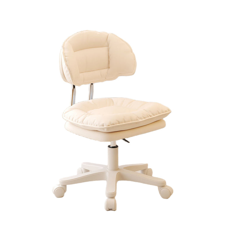 Modern Minimalist Curved PU Leather MDF Carbon Steel Frame Sponge Vanity Stool Height Adjustable Backrest Armless For Bedroom