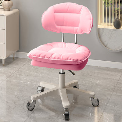 Modern Minimalist Curved PU Leather MDF Carbon Steel Frame Sponge Vanity Stool Height Adjustable Backrest Armless For Bedroom
