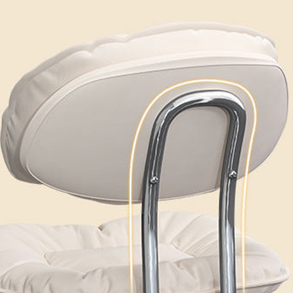 Modern Minimalist Curved PU Leather MDF Carbon Steel Frame Sponge Vanity Stool Height Adjustable Backrest Armless For Bedroom