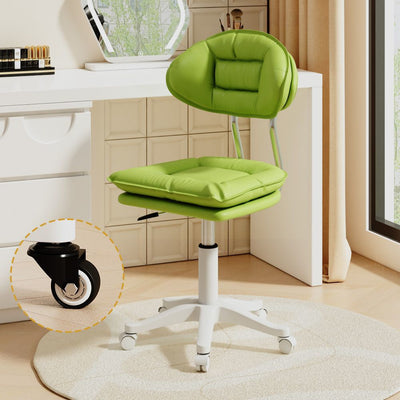 Modern Minimalist Curved PU Leather MDF Carbon Steel Frame Sponge Vanity Stool Height Adjustable Backrest Armless For Bedroom