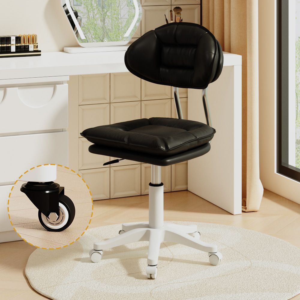 Moderner minimalistischer Hocker aus gebogenem PU-Leder, MDF, Kohlenstoffstahlrahmen, Schwamm, höhenverstellbare Rückenlehne, ohne Armlehnen, für das Schlafzimmer 