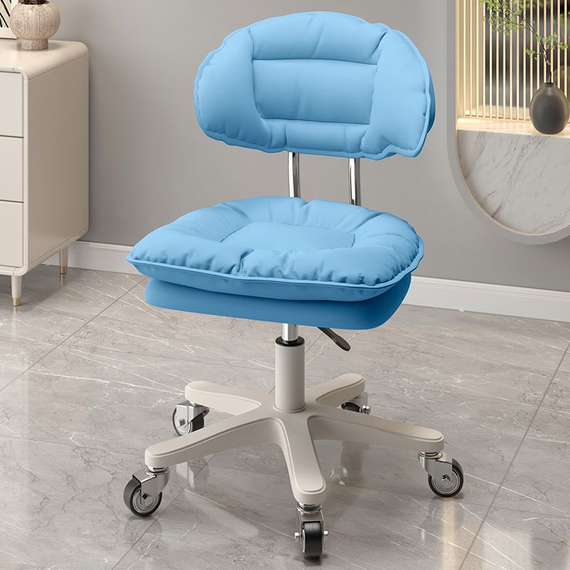 Modern Minimalist Curved PU Leather MDF Carbon Steel Frame Sponge Vanity Stool Height Adjustable Backrest Armless For Bedroom
