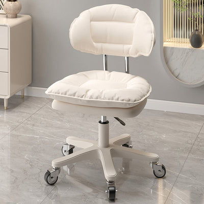 Modern Minimalist Curved PU Leather MDF Carbon Steel Frame Sponge Vanity Stool Height Adjustable Backrest Armless For Bedroom