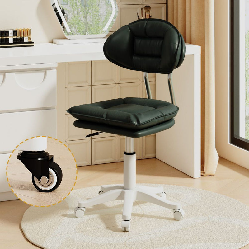Modern Minimalist Curved PU Leather MDF Carbon Steel Frame Sponge Vanity Stool Height Adjustable Backrest Armless For Bedroom
