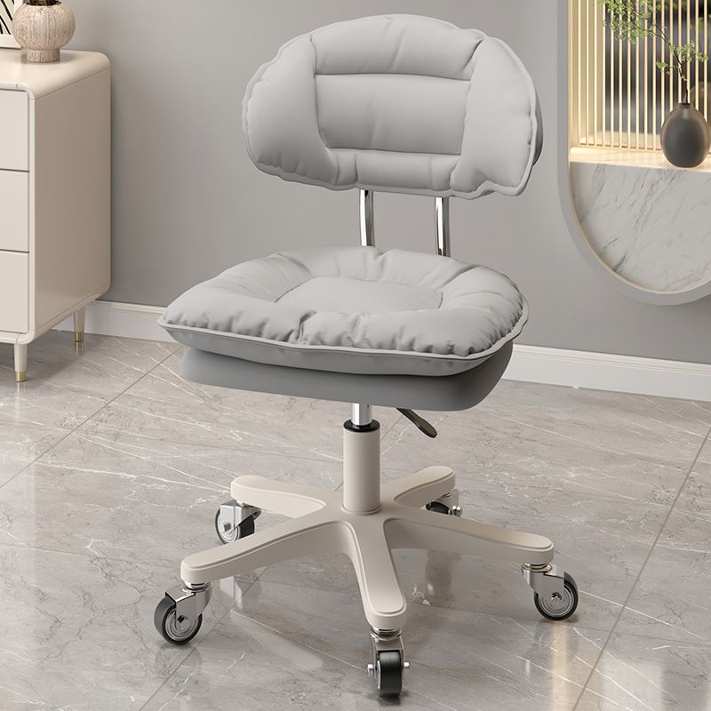 Modern Minimalist Curved PU Leather MDF Carbon Steel Frame Sponge Vanity Stool Height Adjustable Backrest Armless For Bedroom