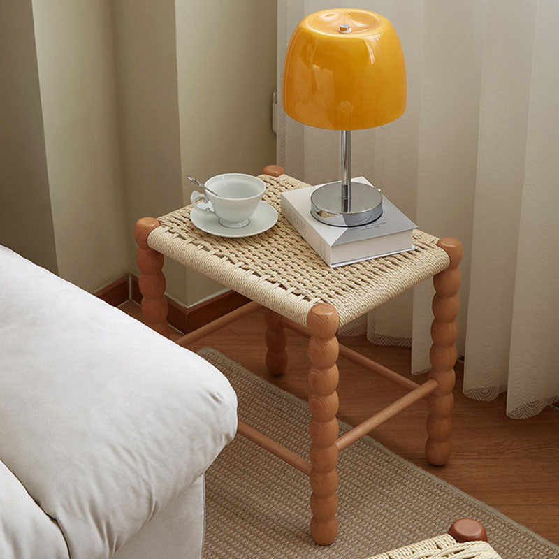 Modern Minimalist Rectangular Kraft Paper Solid Wood Bench Backless Armless For Living Room