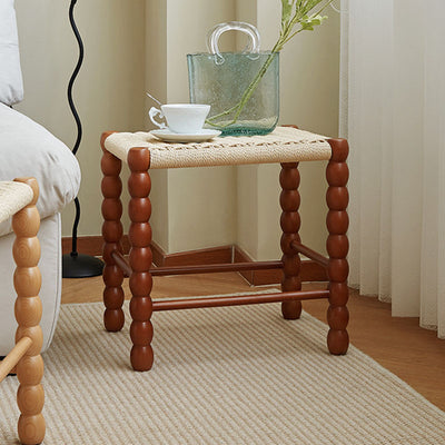 Modern Minimalist Rectangular Kraft Paper Solid Wood Bench Backless Armless For Living Room