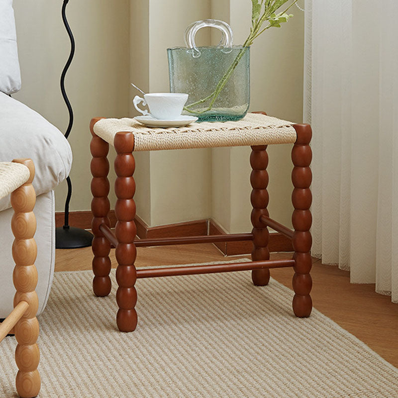 Modern Minimalist Rectangular Kraft Paper Solid Wood Bench Backless Armless For Living Room