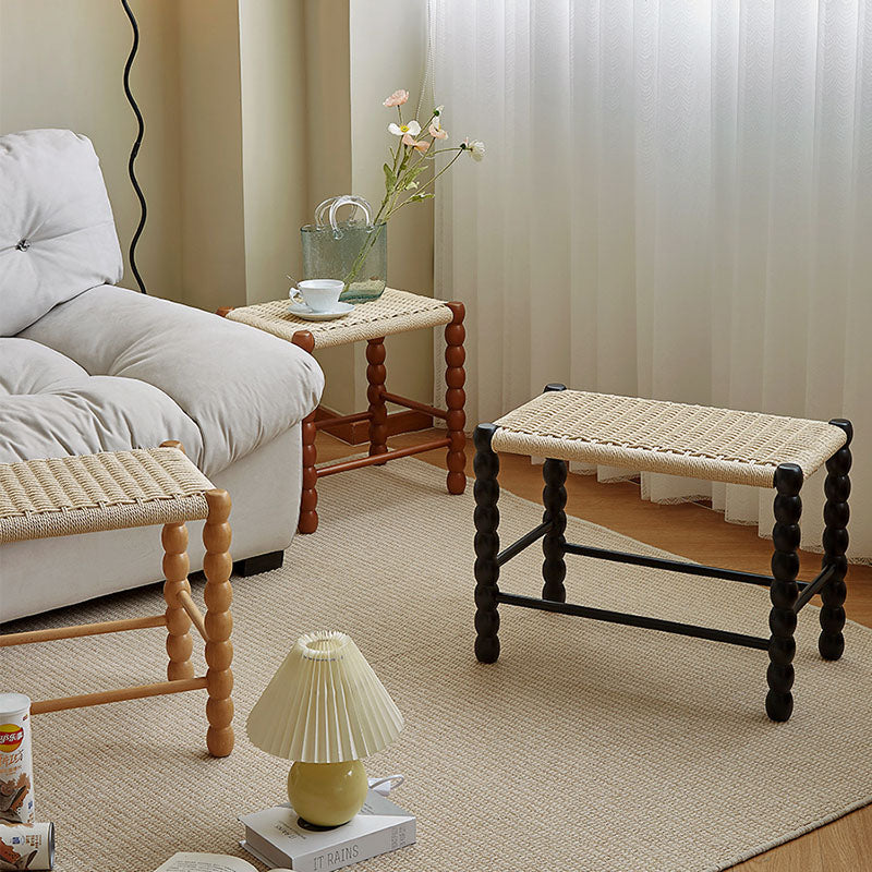 Modern Minimalist Rectangular Kraft Paper Solid Wood Bench Backless Armless For Living Room