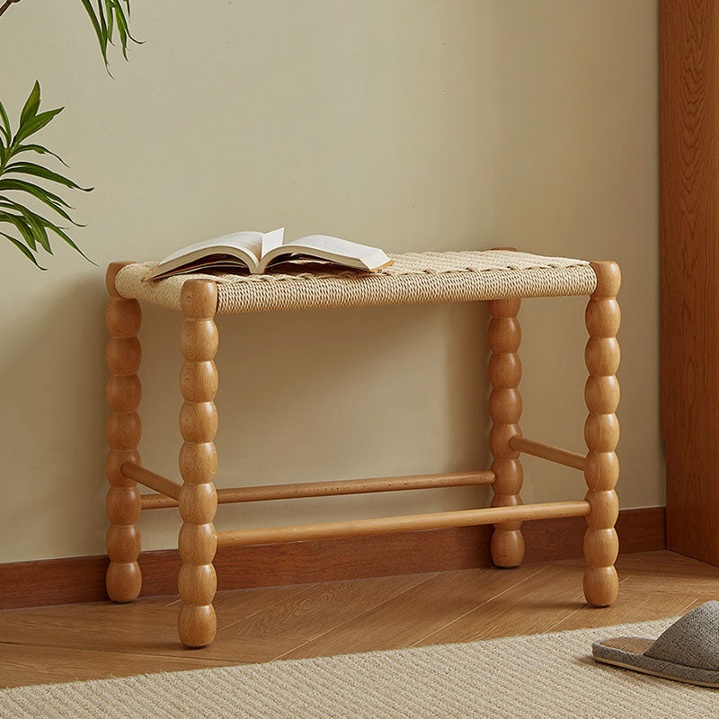 Modern Minimalist Rectangular Kraft Paper Solid Wood Bench Backless Armless For Living Room
