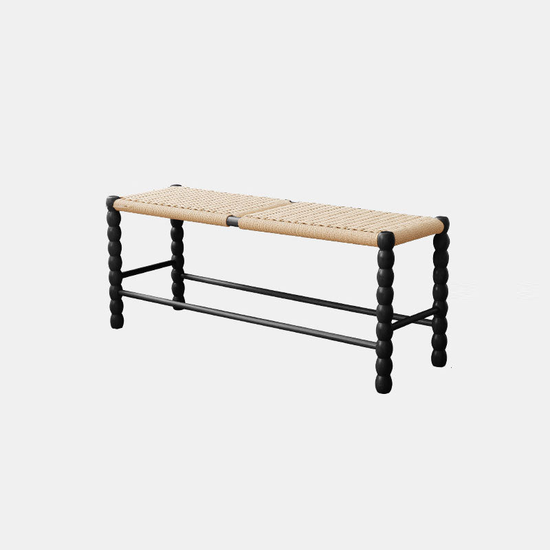 Modern Minimalist Rectangular Kraft Paper Solid Wood Bench Backless Armless For Living Room