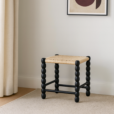 Modern Minimalist Rectangular Kraft Paper Solid Wood Bench Backless Armless For Living Room