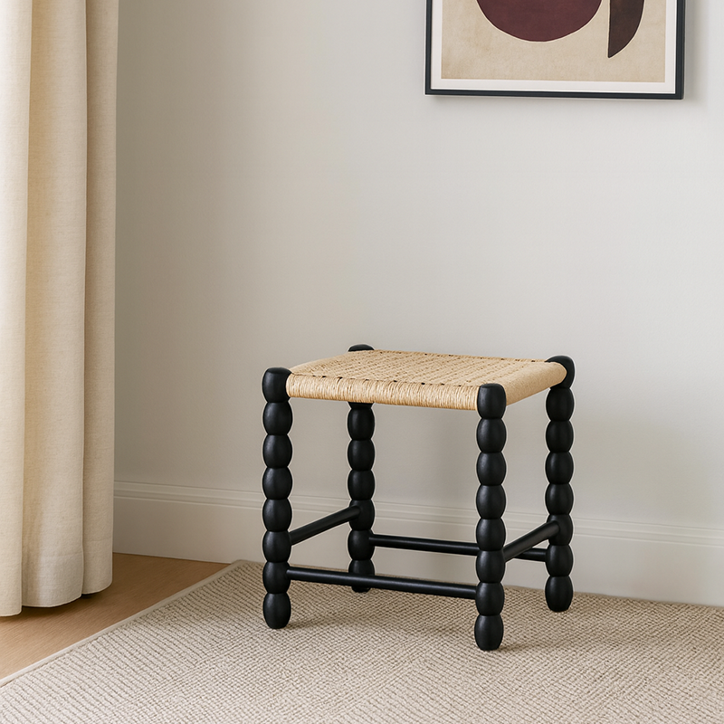 Modern Minimalist Rectangular Kraft Paper Solid Wood Bench Backless Armless For Living Room