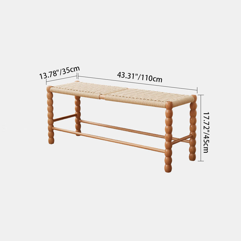 Modern Minimalist Rectangular Kraft Paper Solid Wood Bench Backless Armless For Living Room