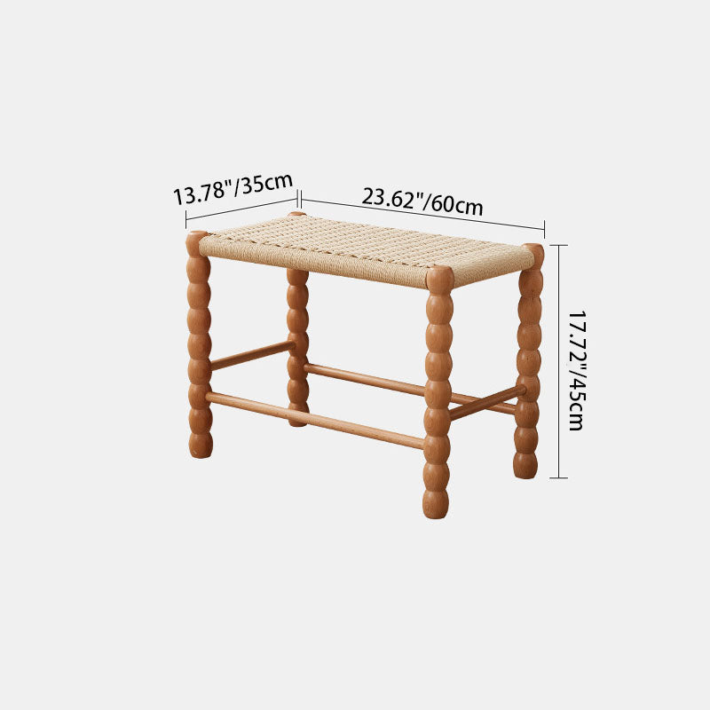 Modern Minimalist Rectangular Kraft Paper Solid Wood Bench Backless Armless For Living Room
