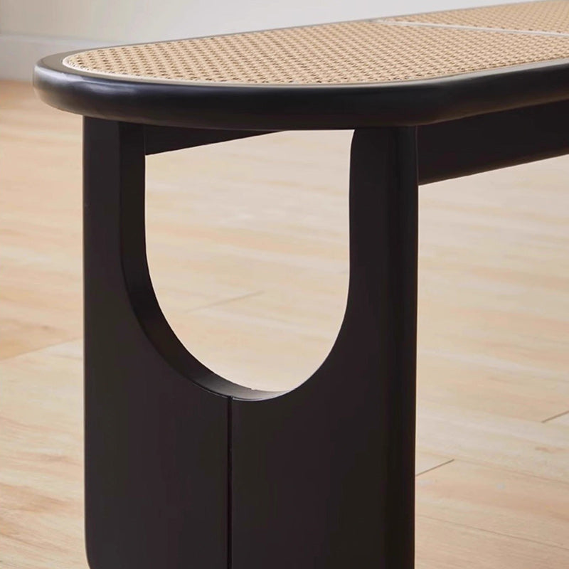 Zeitgenössische skandinavische Ellipse PE Rattanweberei Gummibaumbank ohne Rückenlehne und ohne Armlehnen für das Wohnzimmer 