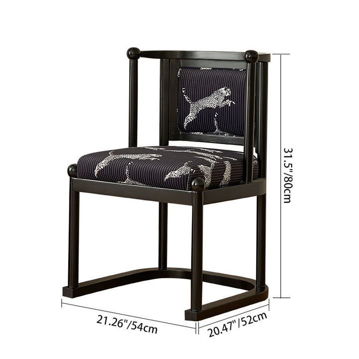 Chaise de salle à manger traditionnelle vintage en tissu avec dossier courbé en bois de chêne, sans accoudoirs, pour salle à manger 