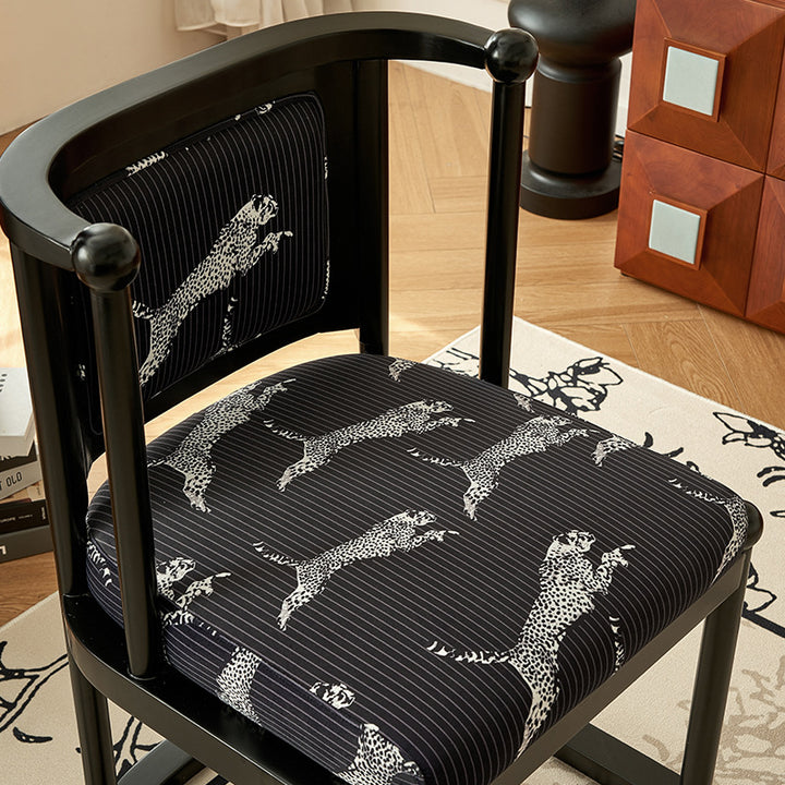 Chaise de salle à manger traditionnelle vintage en tissu avec dossier courbé en bois de chêne, sans accoudoirs, pour salle à manger 