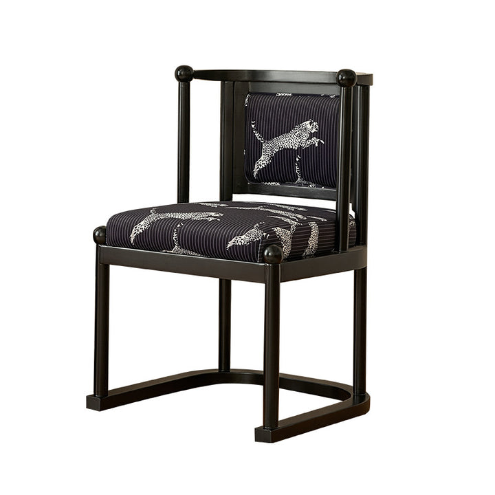Chaise de salle à manger traditionnelle vintage en tissu avec dossier courbé en bois de chêne, sans accoudoirs, pour salle à manger 