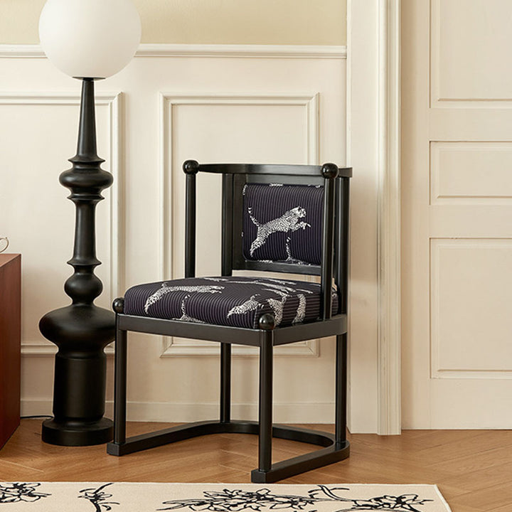 Chaise de salle à manger traditionnelle vintage en tissu avec dossier courbé en bois de chêne, sans accoudoirs, pour salle à manger 