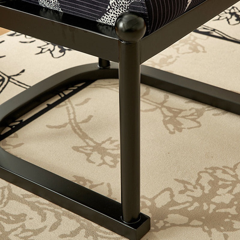 Chaise de salle à manger traditionnelle vintage en tissu avec dossier courbé en bois de chêne, sans accoudoirs, pour salle à manger 