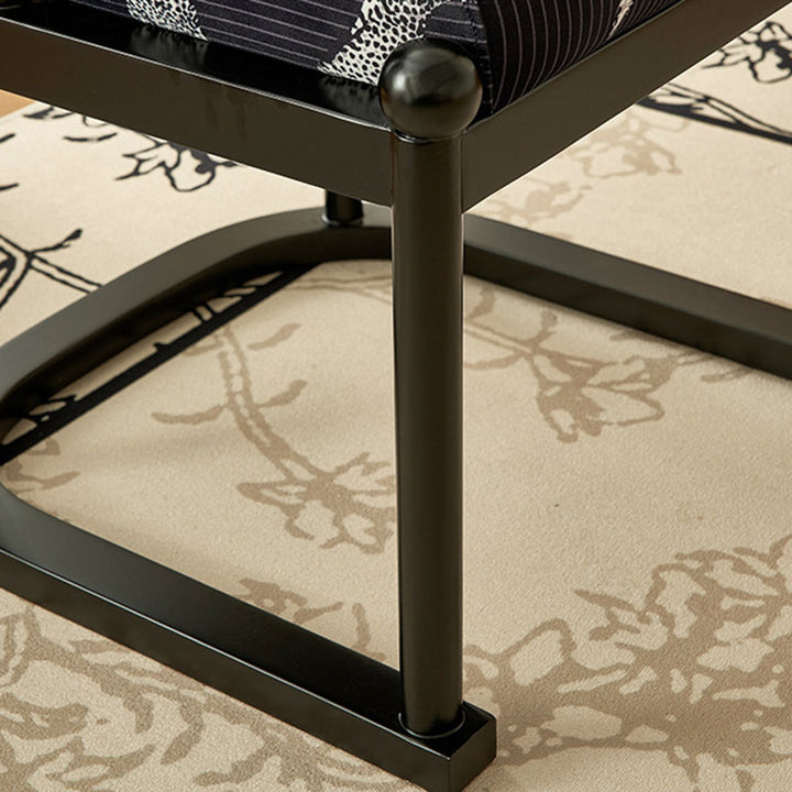 Chaise de salle à manger traditionnelle vintage en tissu avec dossier courbé en bois de chêne, sans accoudoirs, pour salle à manger 