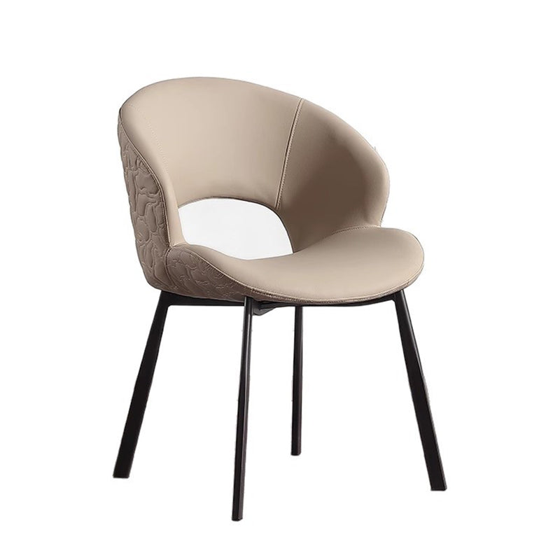 Chaise de salle à manger sans accoudoirs au design minimaliste moderne, courbe, en similicuir microfibre, acier au carbone, avec dossier, pour salle à manger 