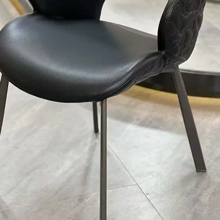 Chaise de salle à manger sans accoudoirs au design minimaliste moderne, courbe, en similicuir microfibre, acier au carbone, avec dossier, pour salle à manger 