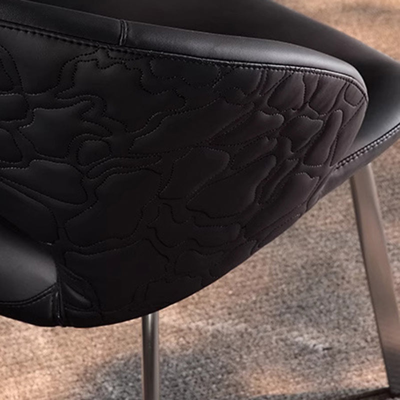 Modern Minimalist Curve Microfiber PU Leather Carbon Steel Dining Chair Backrest Armless For Dining Room