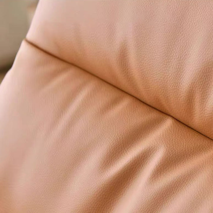 Moderner minimalistischer drehbarer Akzentstuhl mit geschwungener Form aus Kunstleder, Eisen und Schaumstoff mit Rückenlehne und Armlehnen für das Wohnzimmer 