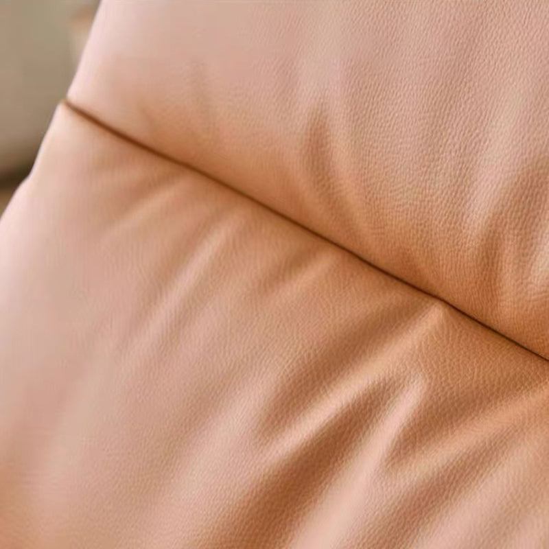 Modern Minimalist Curved Faux Leather Metal Sponge Swivel Accent Chair Backrest Armrest For Living Room